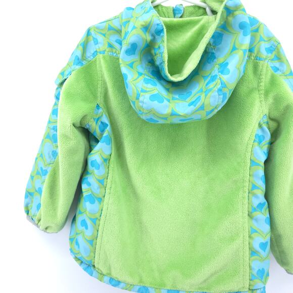 Carters Girl Toddler Reversible Jacket Green & Blue Geometric Heart Pattern 4T - Picture 9 of 10